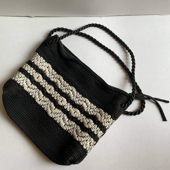 Vintage 1940’s woven black and white braided rope cord purse - Picture 5 of 8